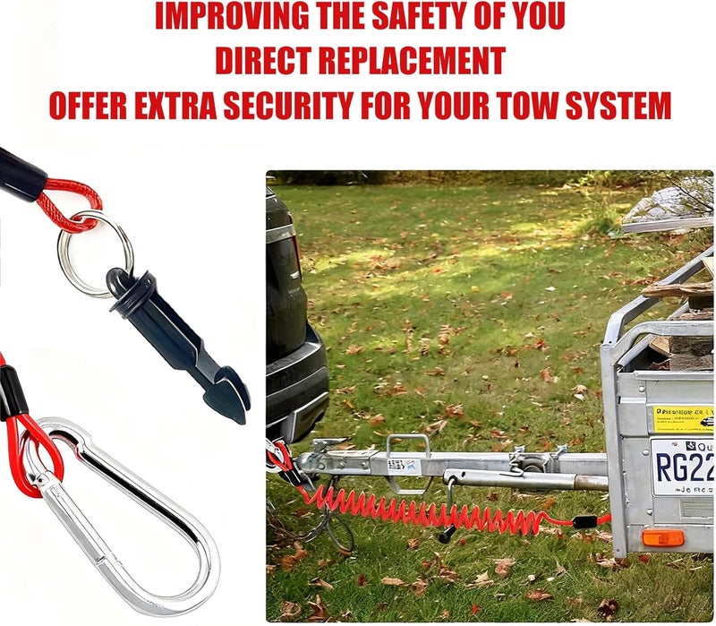 LevChall 4FT Breakaway Trailers Cable, Heavy Duty Stainless Steel Spring Coiled Wire Emergency Brake Safety Lanyard with Pin, Breakaway System Switch for RV Camper Trailer Towing Accessories - Image 5